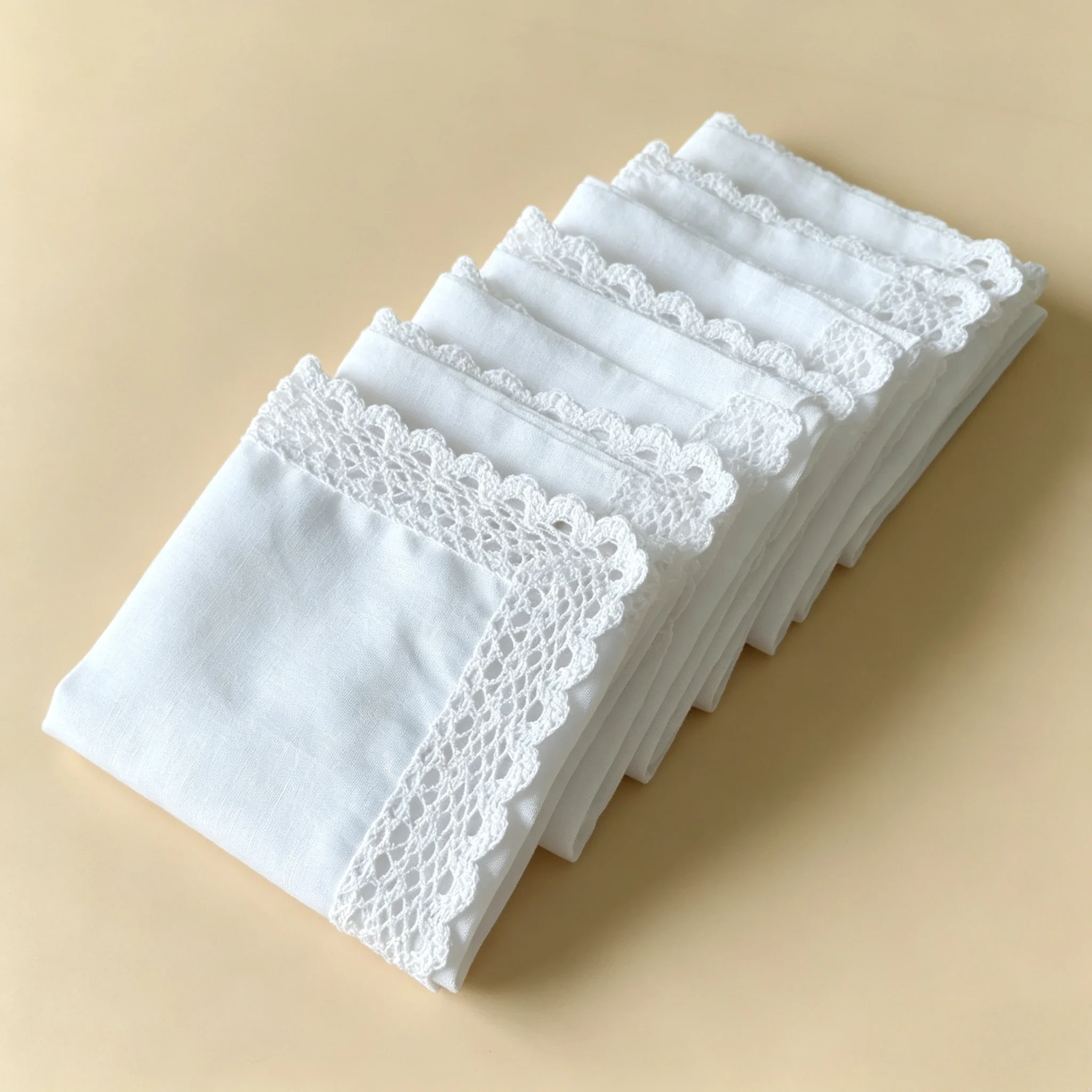 3/6 Pack 33.5cm/13.18in Thin Pure Cotton White Lace Handkerchiefs Unisex Wedding Keepsake