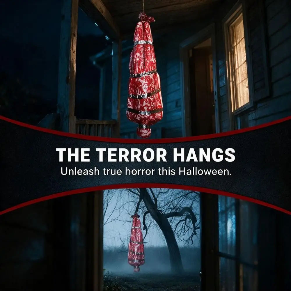 Realistic Fake Corpse Decor Creepy Red Bloody Inflatable Corpse Prop Waterproof Scary Halloween Horror Hanging Decor
