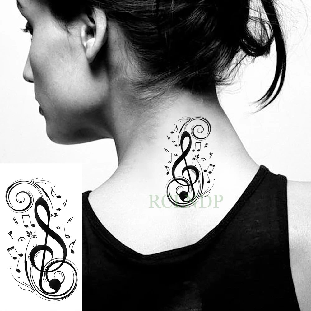 Waterproof Temporary Tattoo Sticker musical note Fake Tatto Flash Tatoo Hand Back Foot tattoos for Girl Women Men Kid image 2