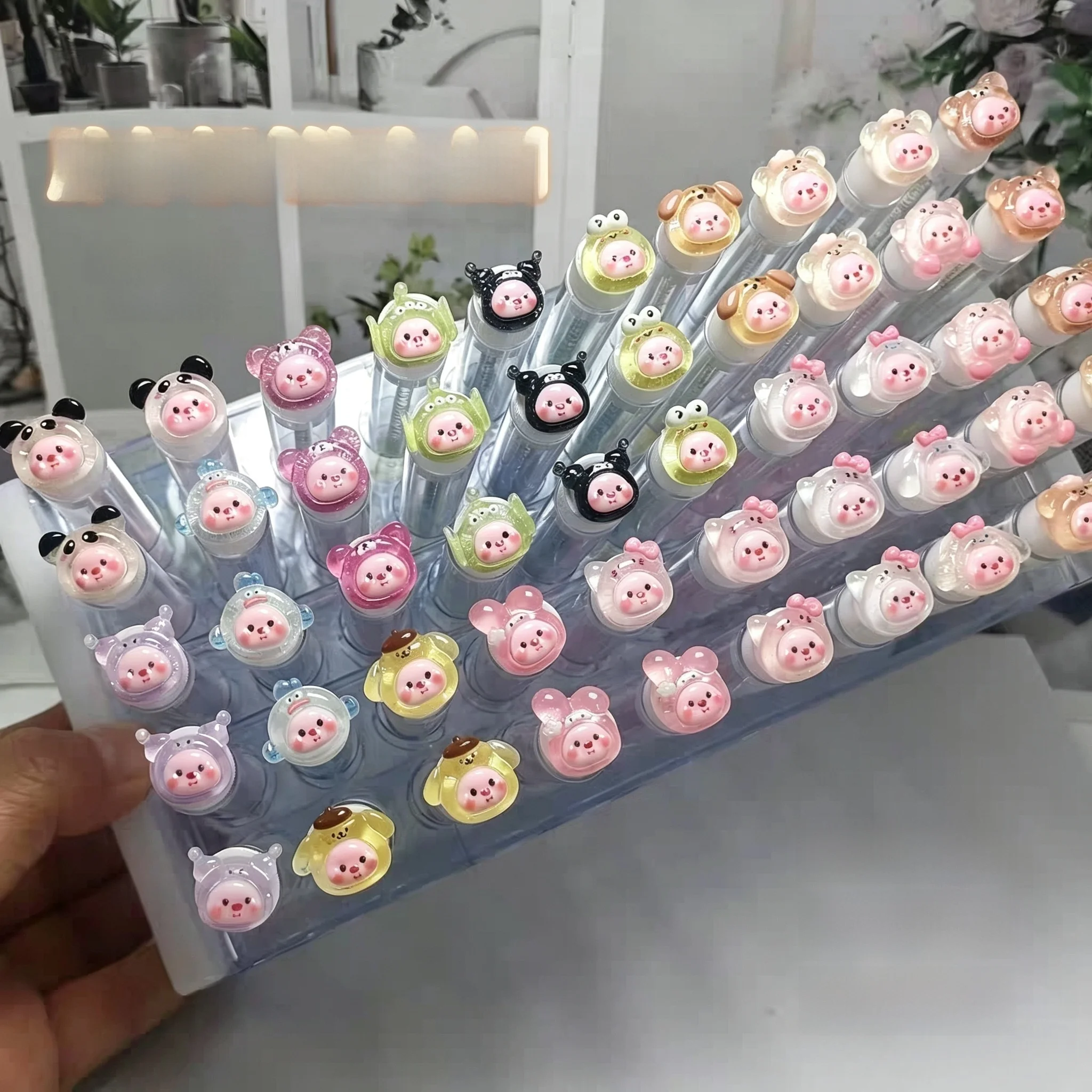Cartoon Plump Solo Test Tube Packaging Disposable Eyelash Brush Crystal Spiral Portable Makeup Comb Eyebrow Comb Beauty Tools