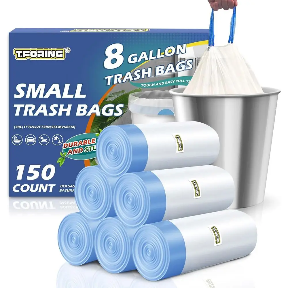 

150 Pack 8-Gallon Heavy-Duty Unscented Trash Bags, 30L Medium Kitchen & Bathroom Liners