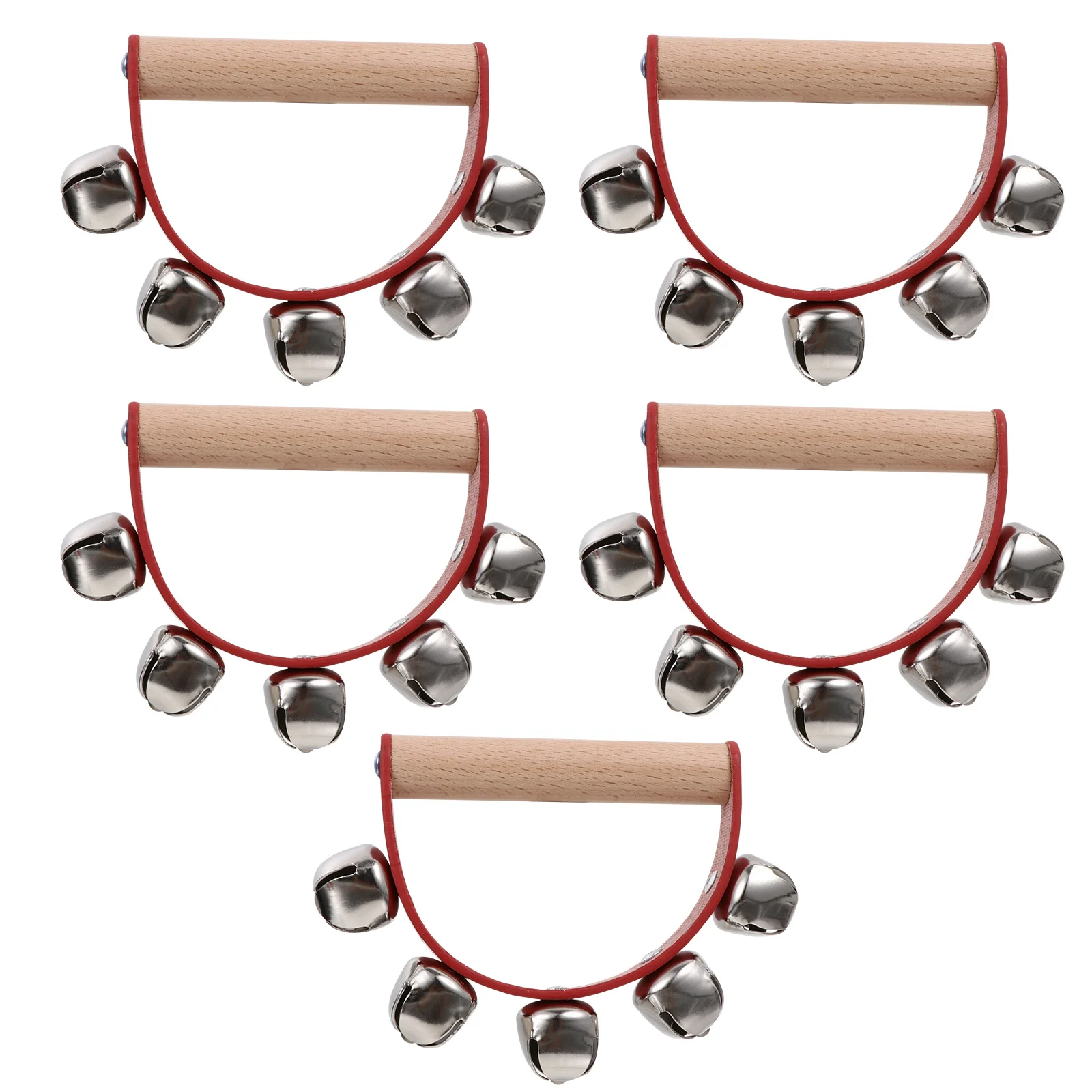 5 قطعة أجراس مزلقة يدوية مقبض خشبي موسيقي جرس عيد الميلاد أداة للحزب مهرجان مرحلة الأسرة جمع ديكور اليد #4