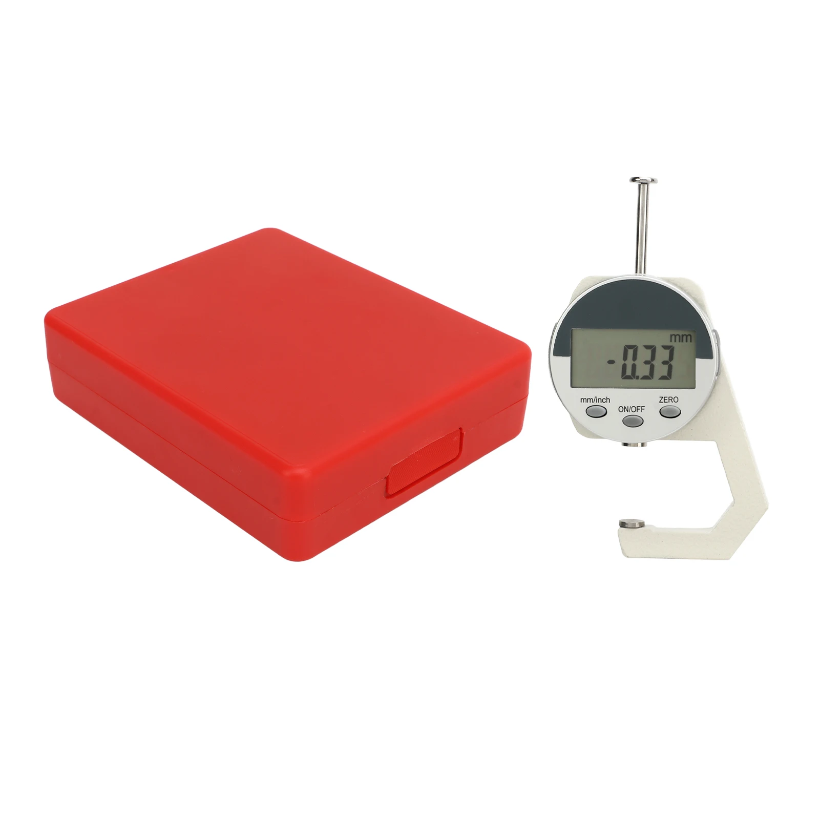 

Цифровой толщиномер с длительным сроком службы, измерительный диапазон измерения из нержавеющей стали 0‐25,4 мм/1 дюйм, цифровой инструмент для измерения толщины кожи