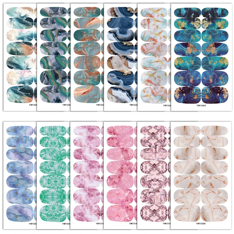 10sheets/pack Marble Pattern Nail Stickers Perfect Design Peelable Lasting High Quality Polychromatic Manicure Easy To Use Nail