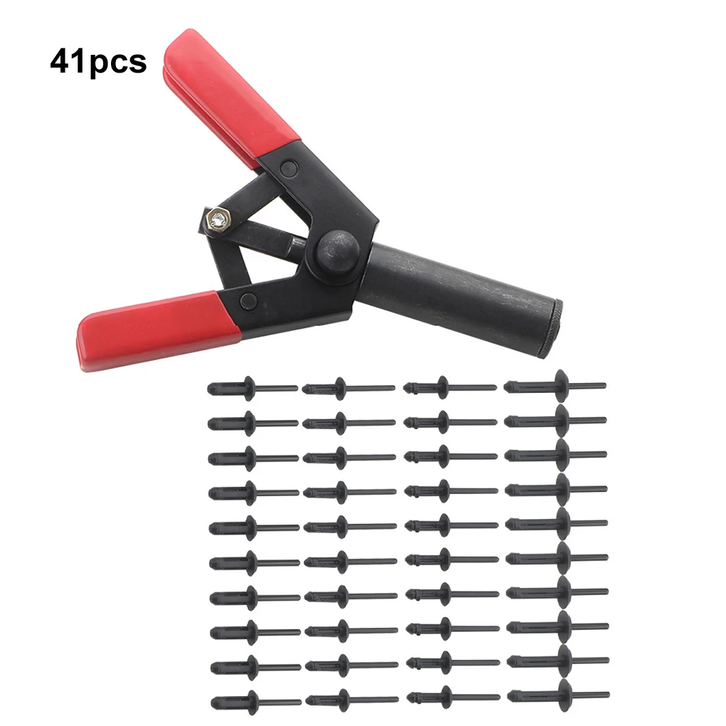 41PCS Rivet Adapter Set Riveting Tool Plastic Rivet Gun Hand Riveter Suitable For Automotive