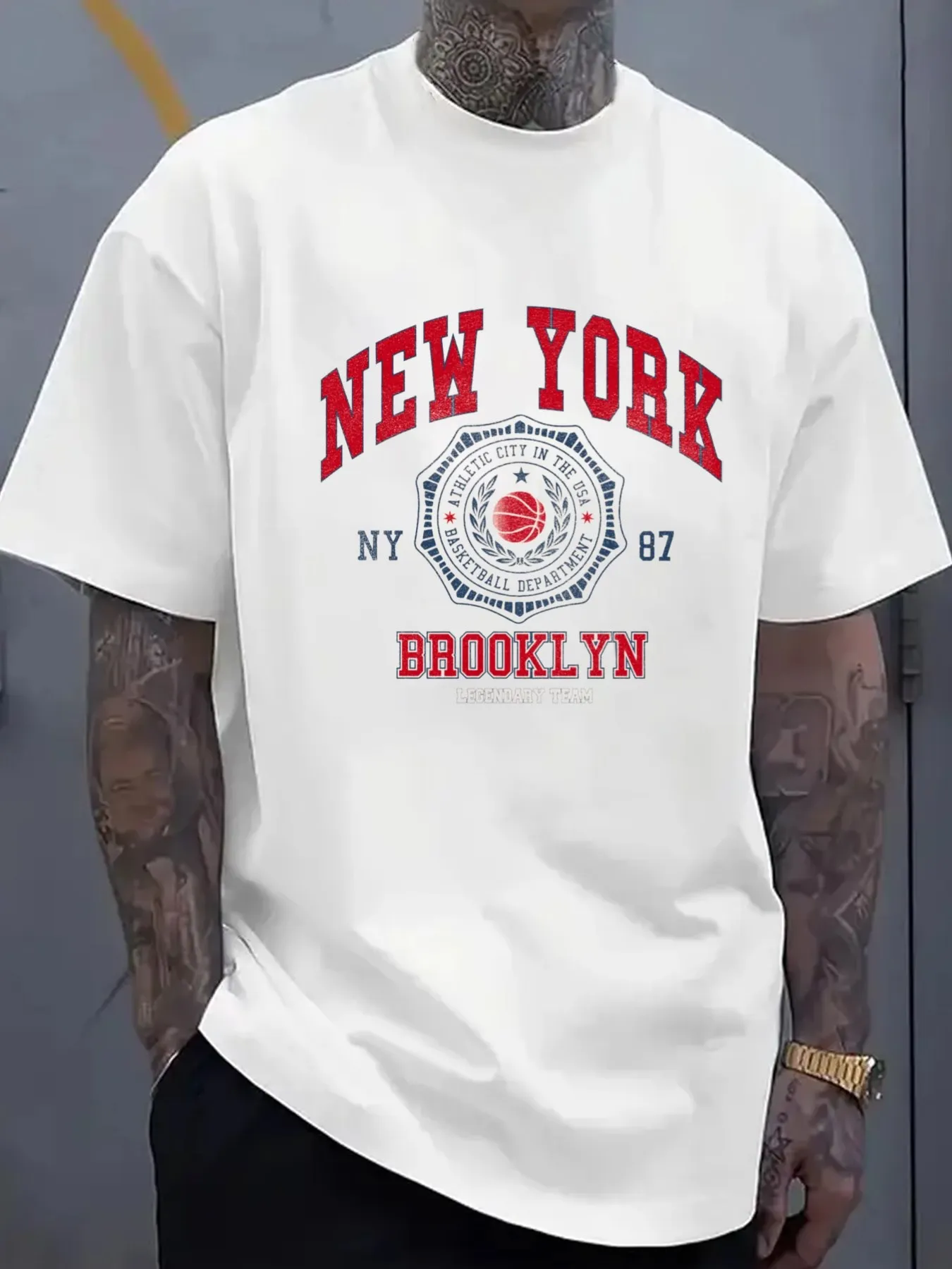 Ny Brooklyn T-Shirt Comfort Colors Men's T-Shirt, Elegant and Fun White Color for Summer, Refreshing and Lightweight, Perfect for Summer Sports and Casual Wear, Breathable Fabric, Round Neck, Short Sleeves, Comfortable for Everyday Wear