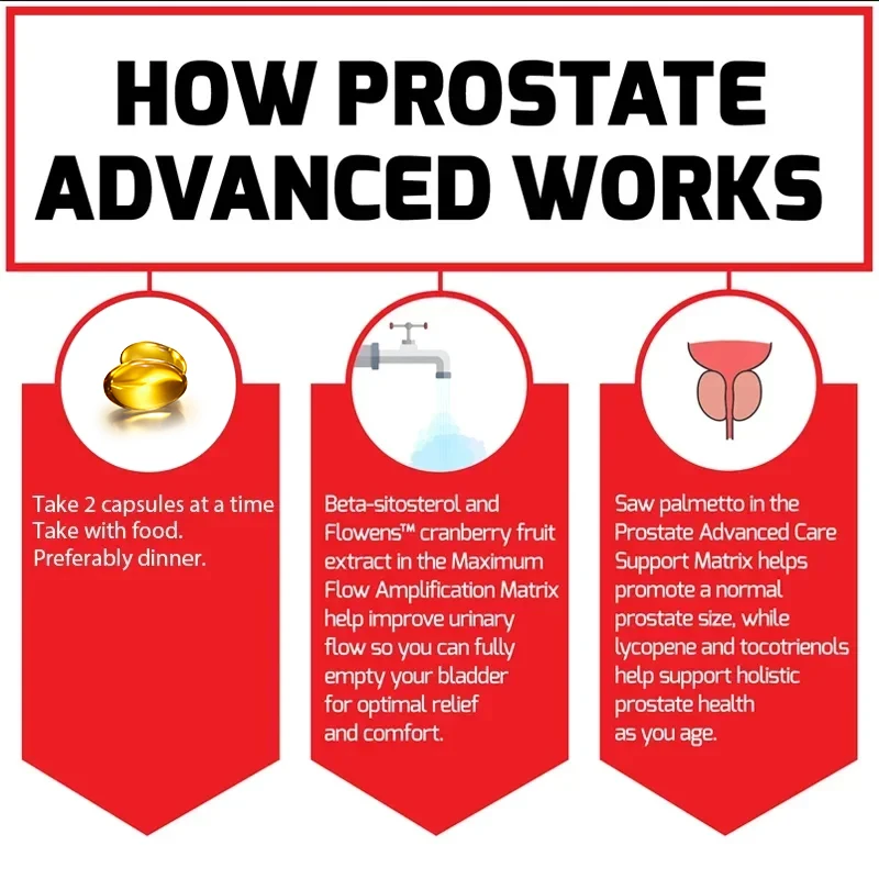 Prostate Advanced, Health Supplement for Men for Reducing Nighttime Bathroom Trips, Bladder & Urinary Relief, with Saw Palmetto