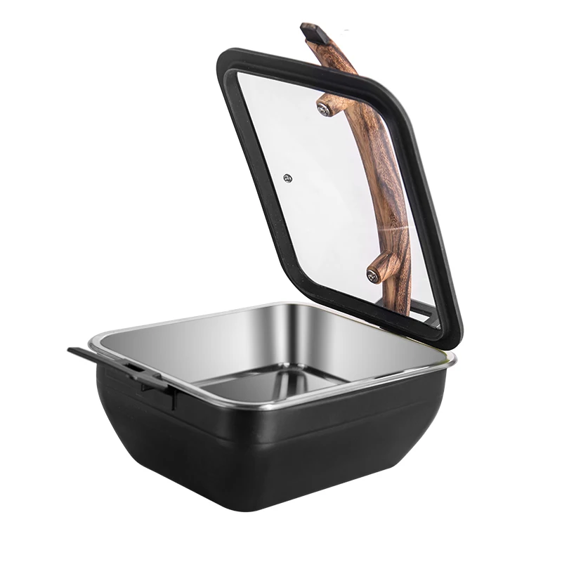 Rectangular hot pot with lid, stainless steel self-service food heater for hotels, restaurants, catering, banquets, weddings