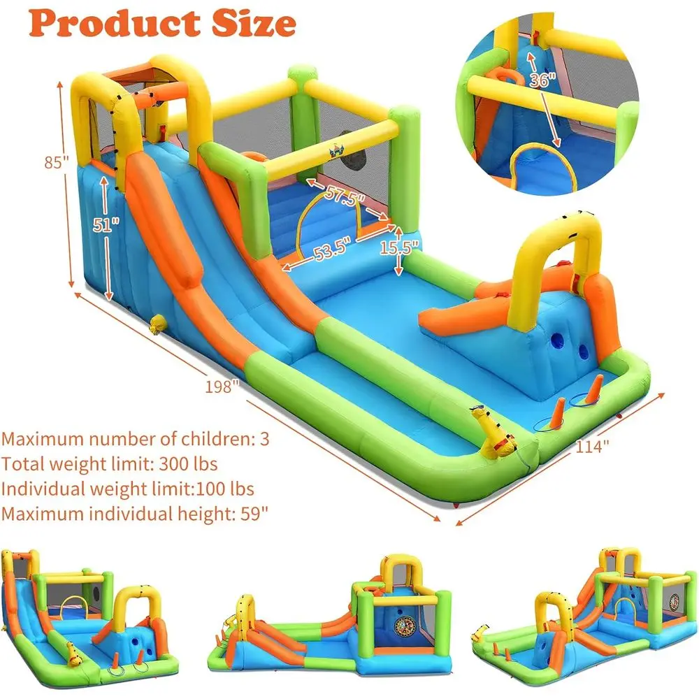 Giant Iatable Bounce House & Waterpark - 8-in-1 plezier voor kinderen en volwassenen - Klimmen, glijbanen, Splash Pool - Achtertuin Ou