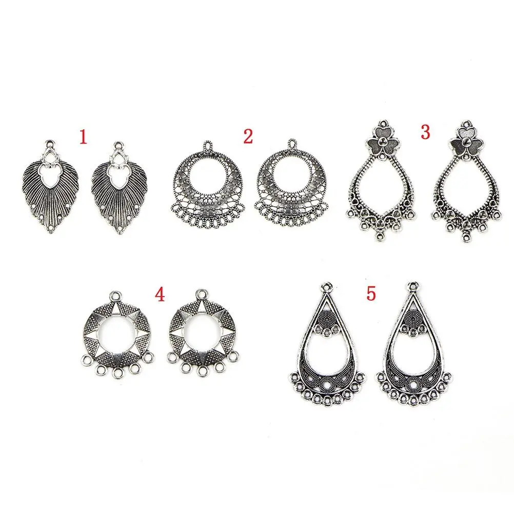 60Pcs Mixed Silver Earring Charms Classical Design Jewelry Making Pendants for DIY Earrings Crafting Jewelry Making