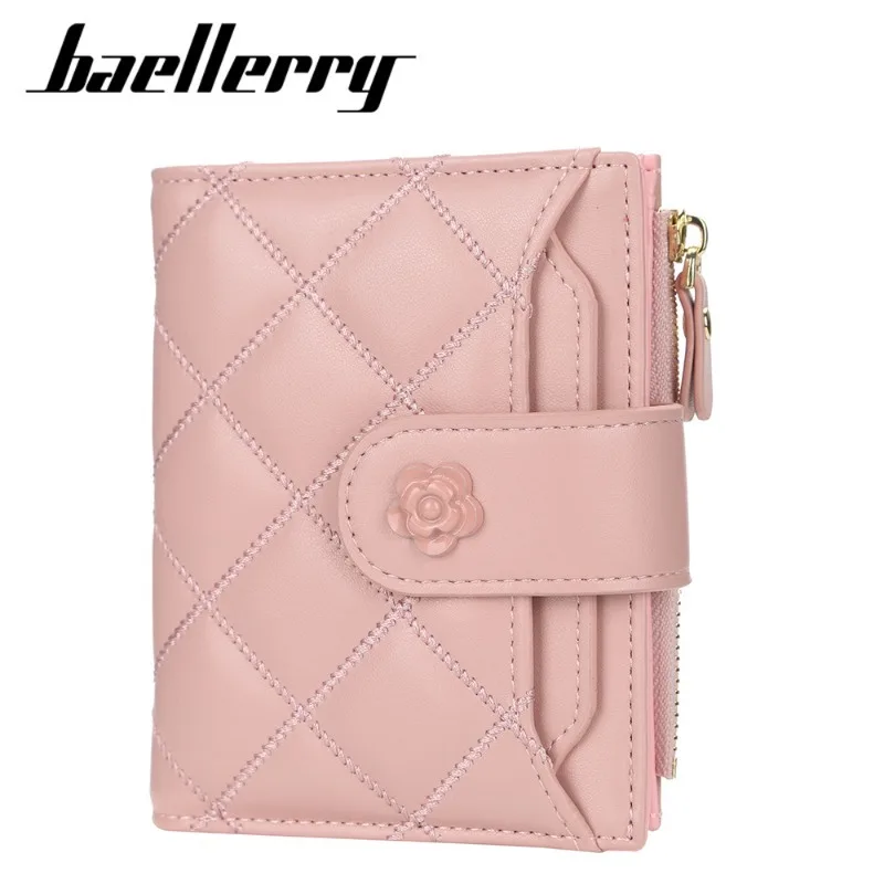 Baellerry Flower LOGO Button Fashion Ladies Wallet Women Luxury Card Holder Photo Driver's License Multi-functional Wallet