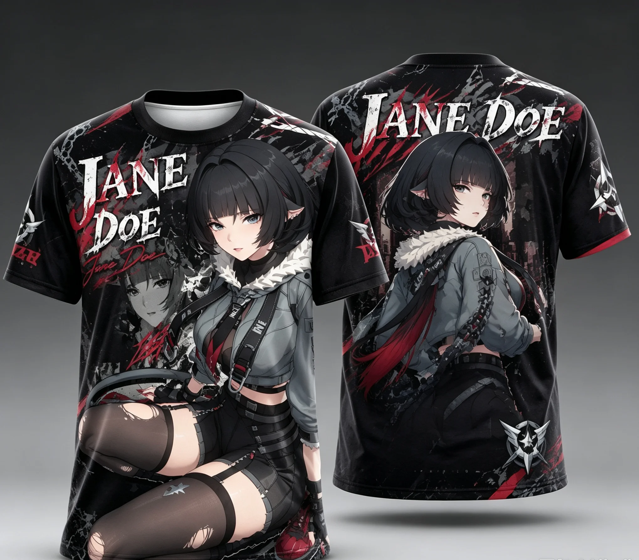 Jane Doe 3D Full‑Print T‑Shirt, Zenless Zone Zero Game Merch, Unisex Fashion Casual Short‑Sleeve Tee For Anime Fans