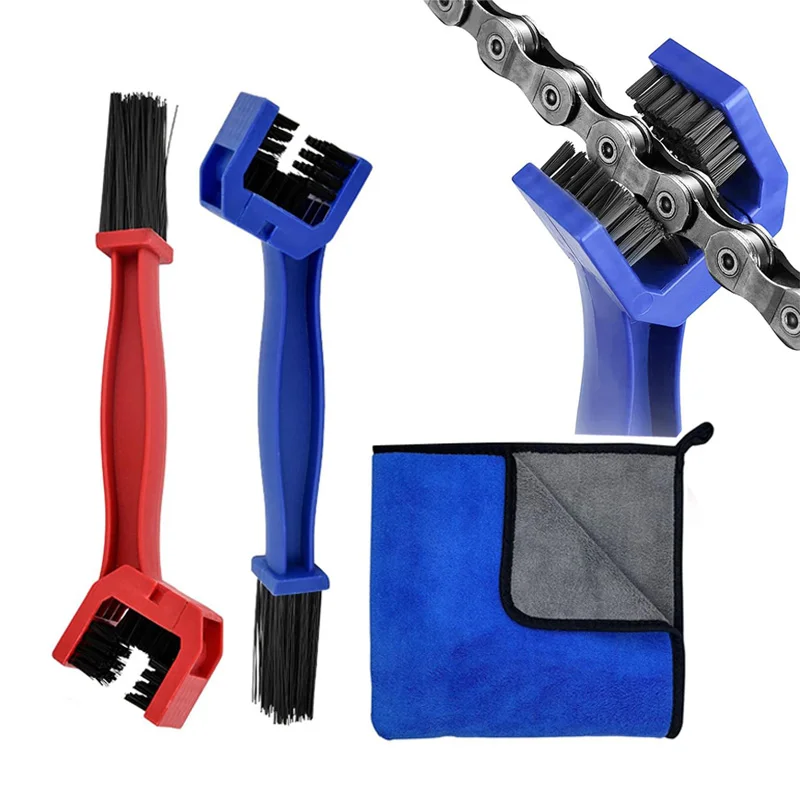 

Motorcycle Chain Washer Cleaning Brush Tool with Cleaning Towel Universal Bicycle Chain Dirt Clean Brushes for Gears Maintenance