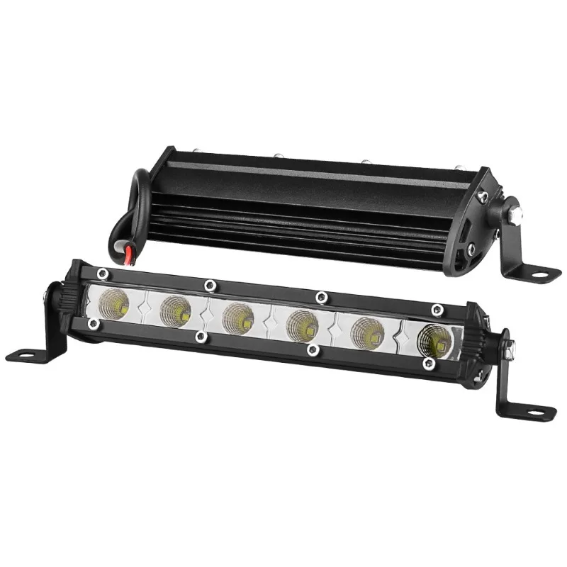 

2pcs Car LED Work Light Small Single Row 6LED 18W Floodlight Off-road Motorcycle Auxiliary Light White Constant Light