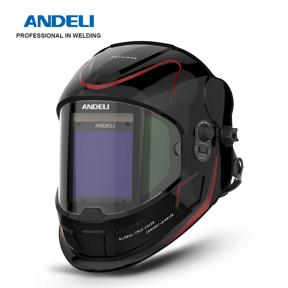 Imagem -02 - Andeli-capacete de Solda com Visão Ampla Máscara de Soldador Escurecimento Automático True Color Din4 Máscara de Solda para Tig Mig Mma Cut 100x95 mm