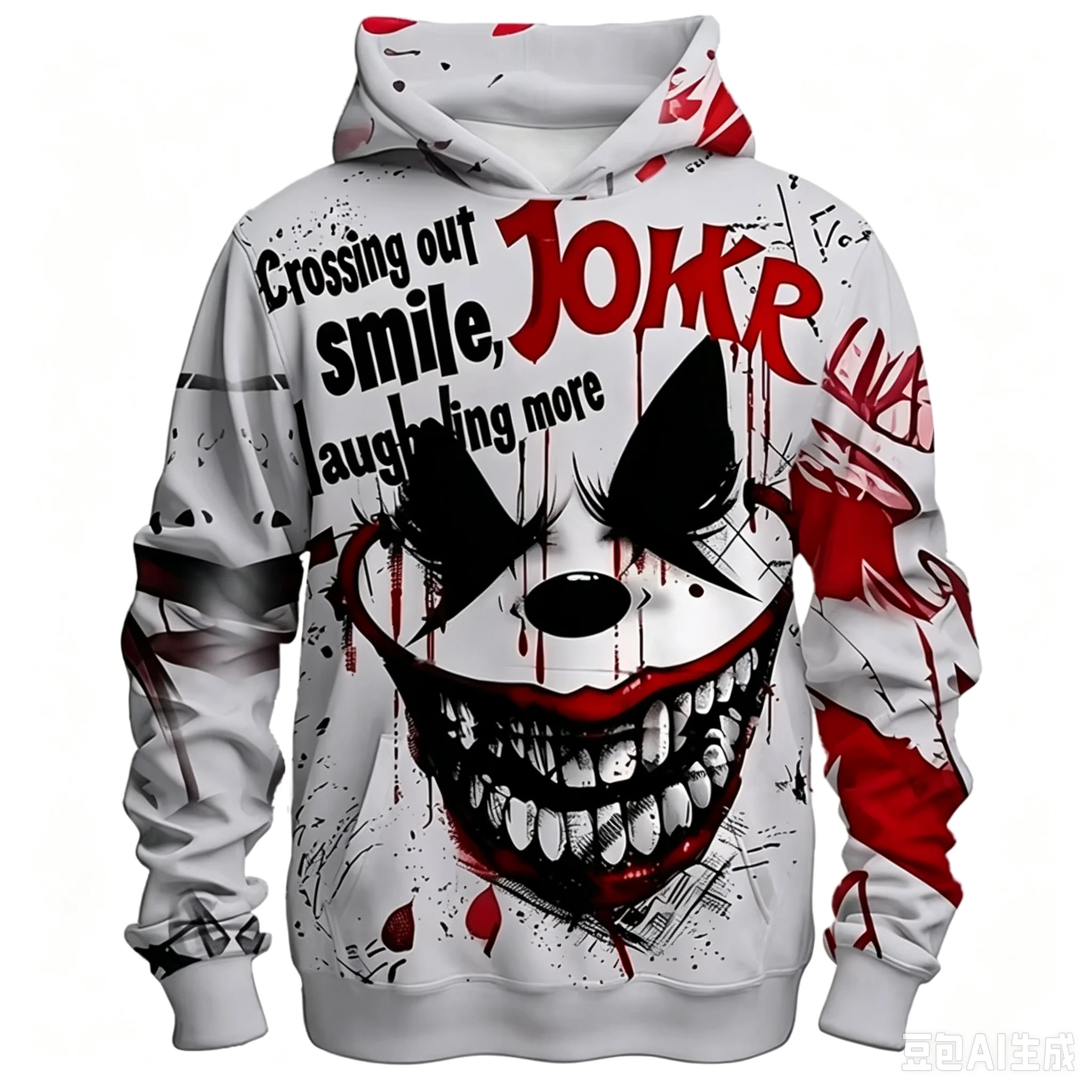 Men's Expression Hoodies Sweatshirt Fashion Long Sleeve Crew Neck 3D Print Party Holiday Streetwear White Fall Hoodie