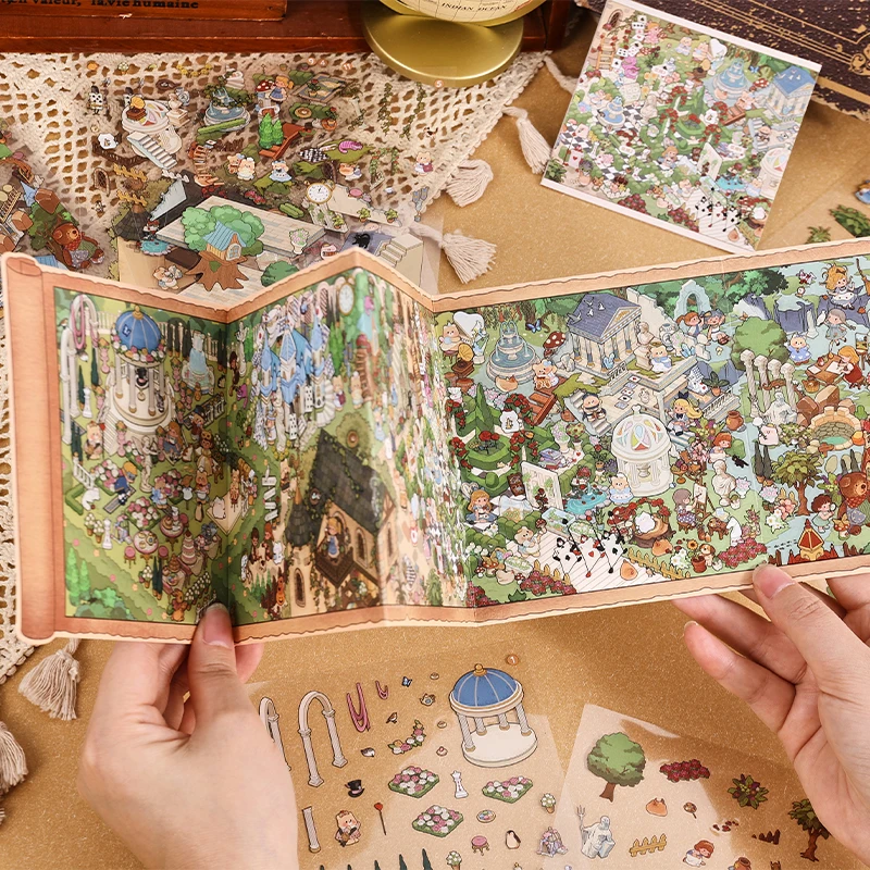 Kawaii the wizarding world 3D fantasy world Landscape Sticker  DIY Pocket Cabin Scene Christmas gifts ﻿ ﻿