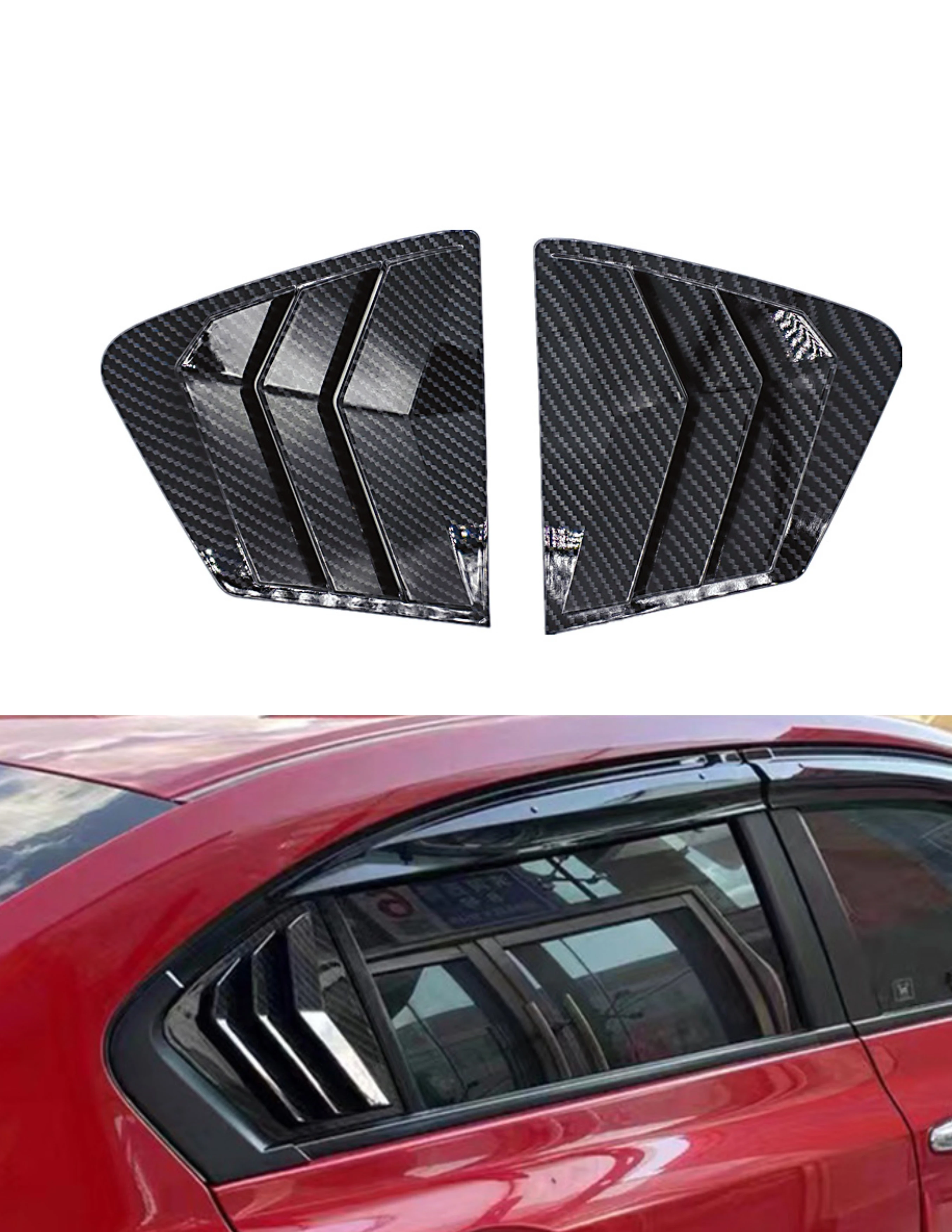 

For Honda Civic 9th Sedan 2011-2015 Rear Side Vent Window Scoop Louver Trim Cover Auto Accessories ABS Carbon Fiber