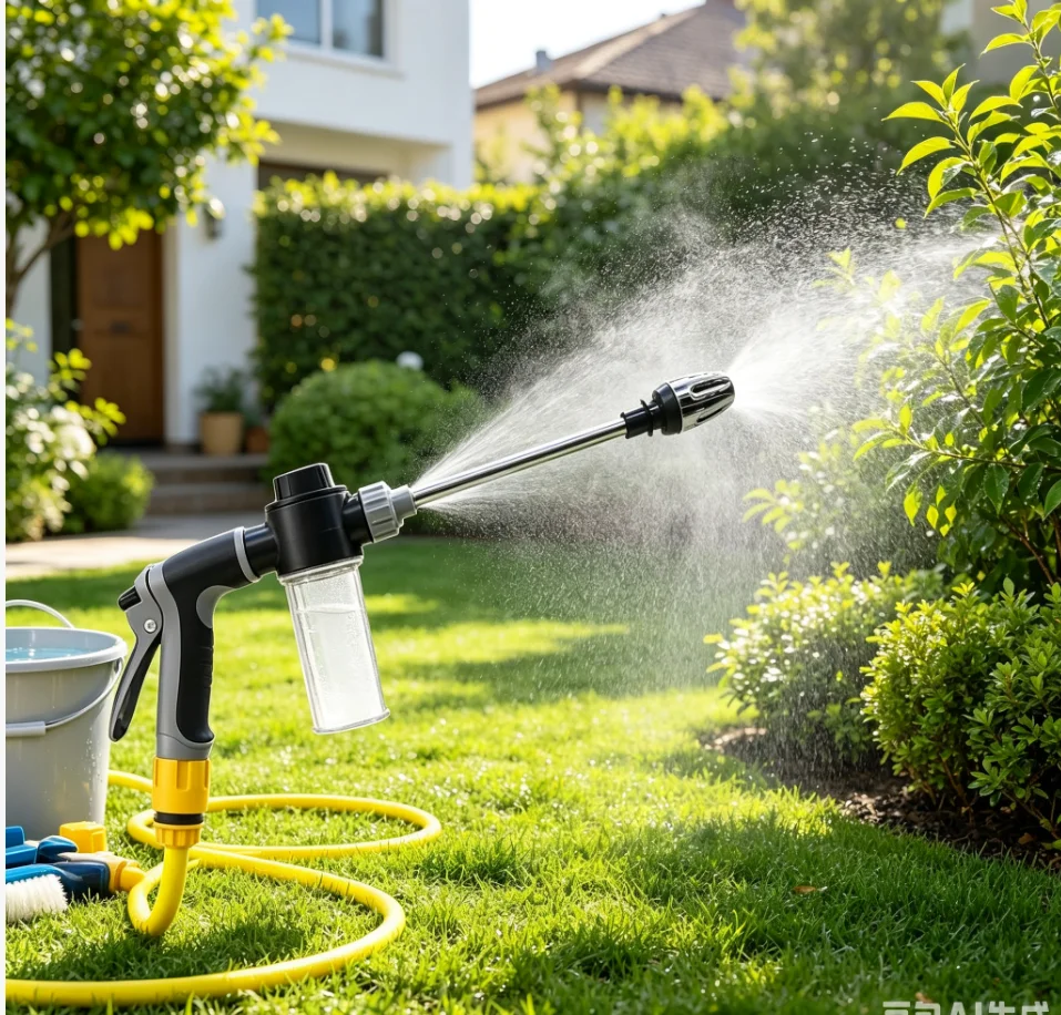 High-Pressure Car Washing Water Gun, Equipped With Multi-Functional Garden Hose Nozzle Or Foam Canister,Adjustable Thick Nozzle