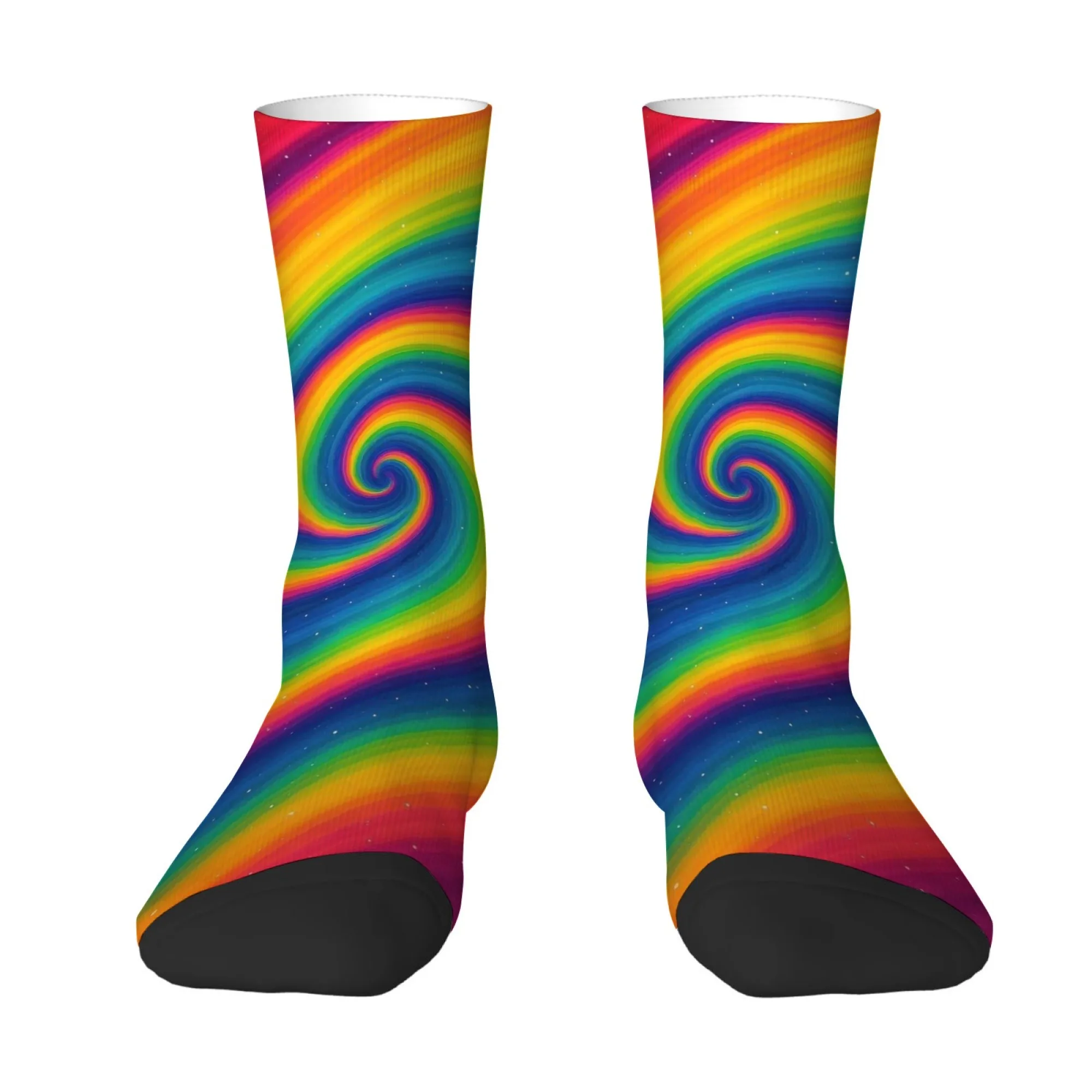 Psychedelic Rainbow Swirl Socks Comfortable Non-Slip Men's Socks Harajuku Style Novelty Funny Socks Outdoor Casual Fashion Socks