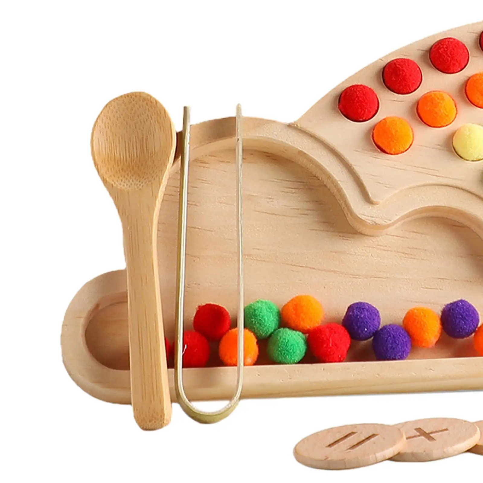 Giocattoli impilabili per ordinamento dei colori, puzzle con perline con clip arcobaleno, tavola di legno educativa,