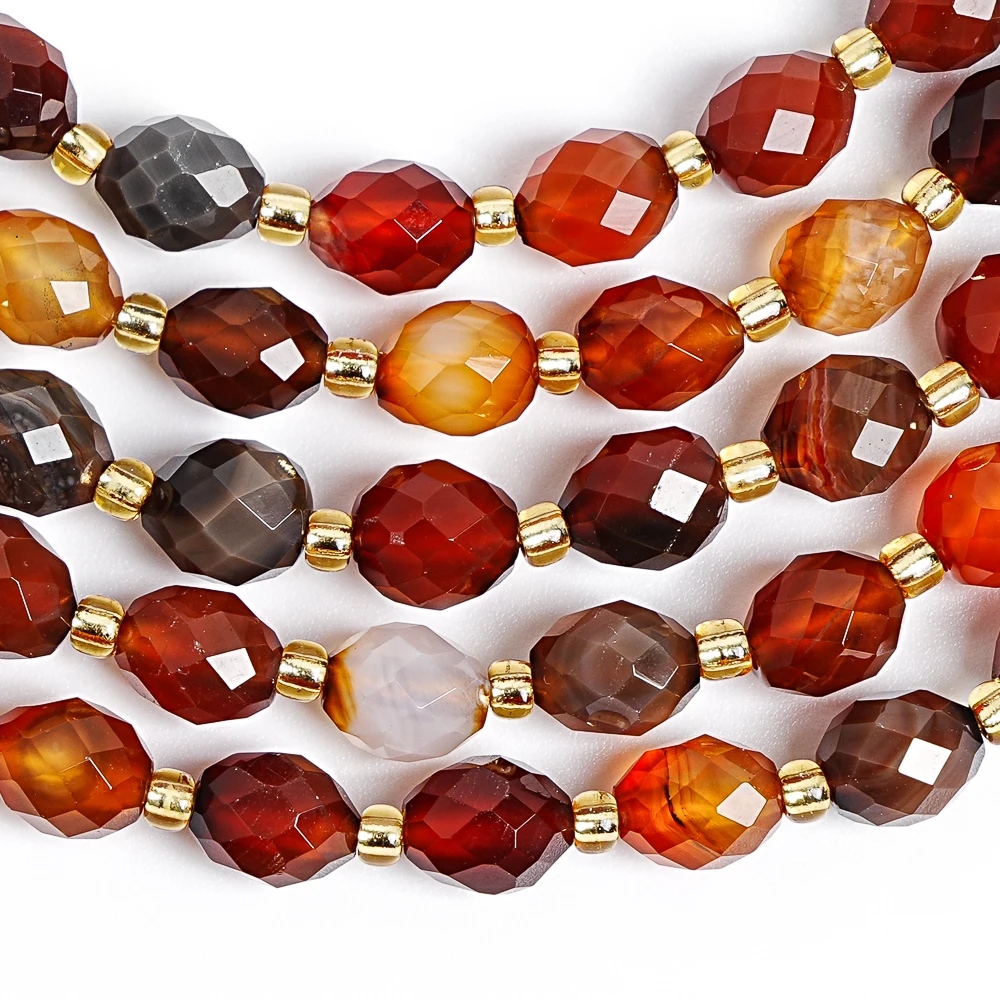 8mm Faceted Dreamy Agate Beads Natural Multicolor Striped Gemstone Spacer Beads for Jewelry Making Diy Bracelet Earrings