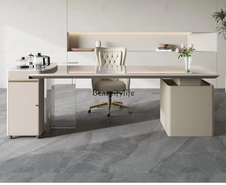 

Slate desk Modern simple light luxury household integrated Italian multi-functional computer desk