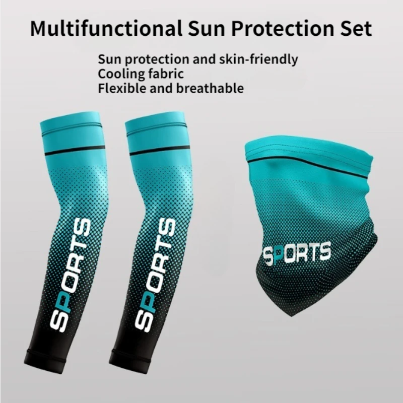 Ice Sleeve Summer Cool Sleeve Cycling Arm Cover Hand Sleeve Outdoor Motorcycle Fishing Arm Guard Ice Silk Sunscreen Sleeve Set