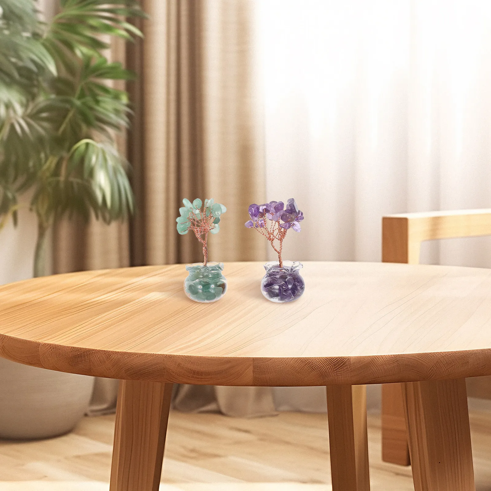 

12Pcs Crystal Tree Decoration Set Artificial Bonsai Style Mini Money Tree for Desk Shelf Window Sill Elegant Shine Decor