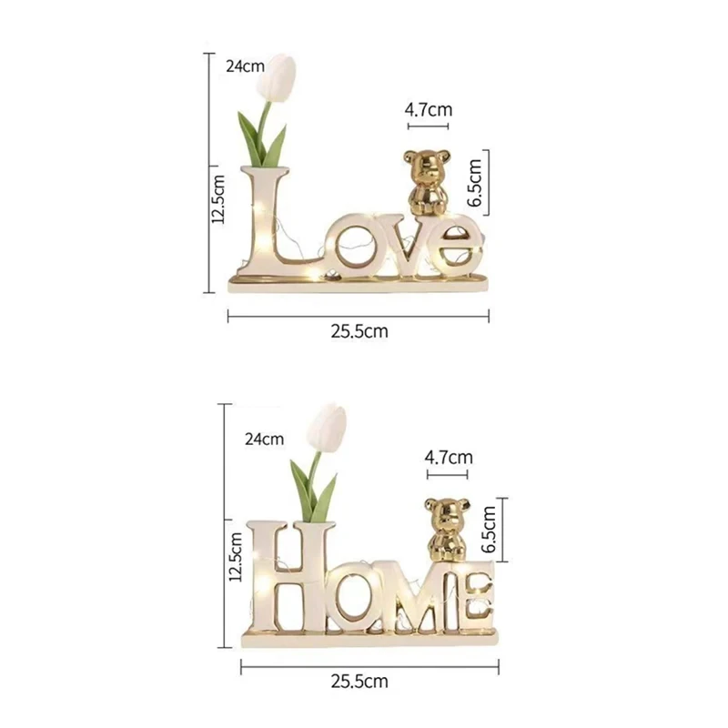 ERMAKOVA Creative Ceramic 3D Fonts Love Bear Christmas Festive Wedding Decoration Ornaments Family Craft Furnishing Decor Gift