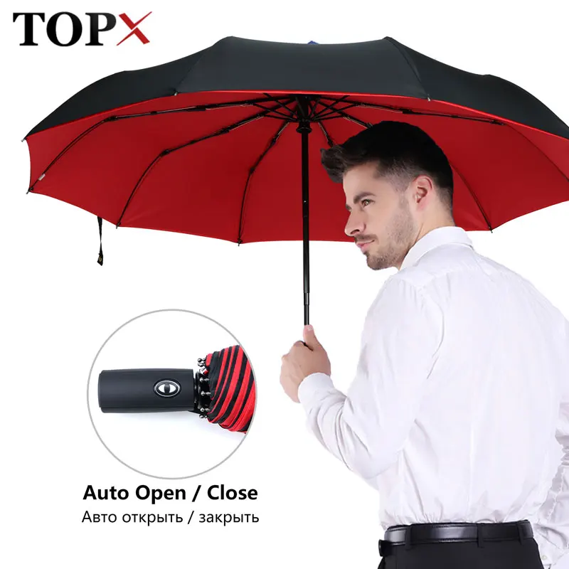 Windproof Double Layer Resistant Umbrella Fully Automatic Rain Men Women 10K Strong Luxury Large Umbrella Gift Folding Parasol