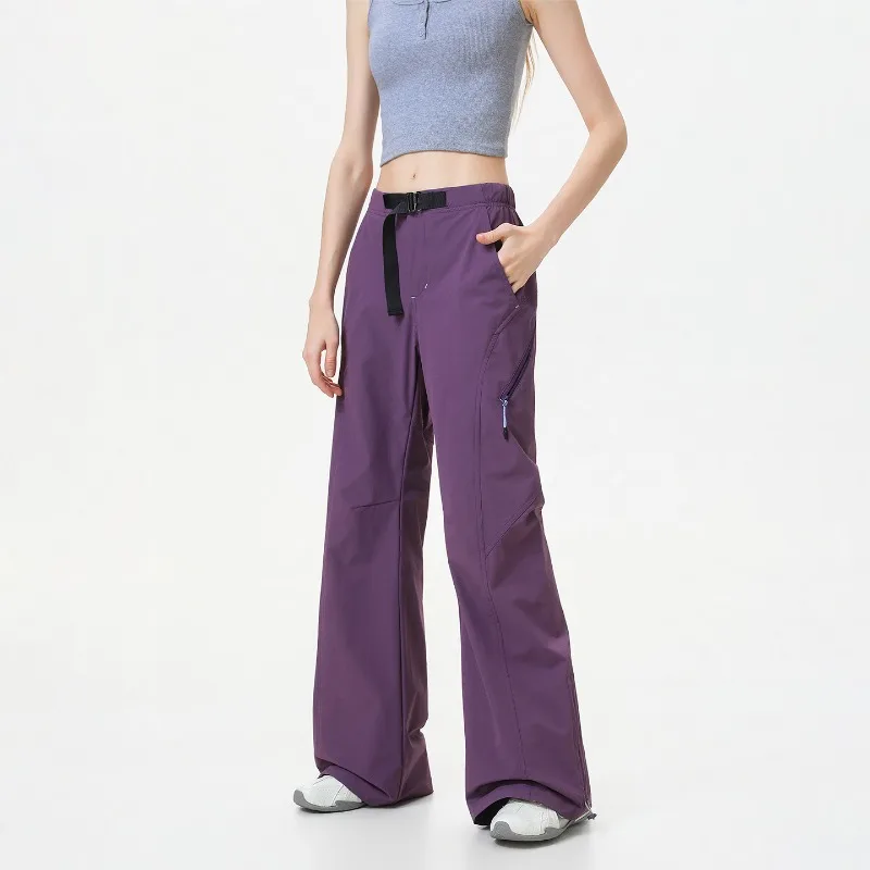 2026 Summer Autumn New Solid Color Women's Outdoor Quick Drying Hiking Pants Korean Casual Loose Wide Legs Joggers Sweatpants