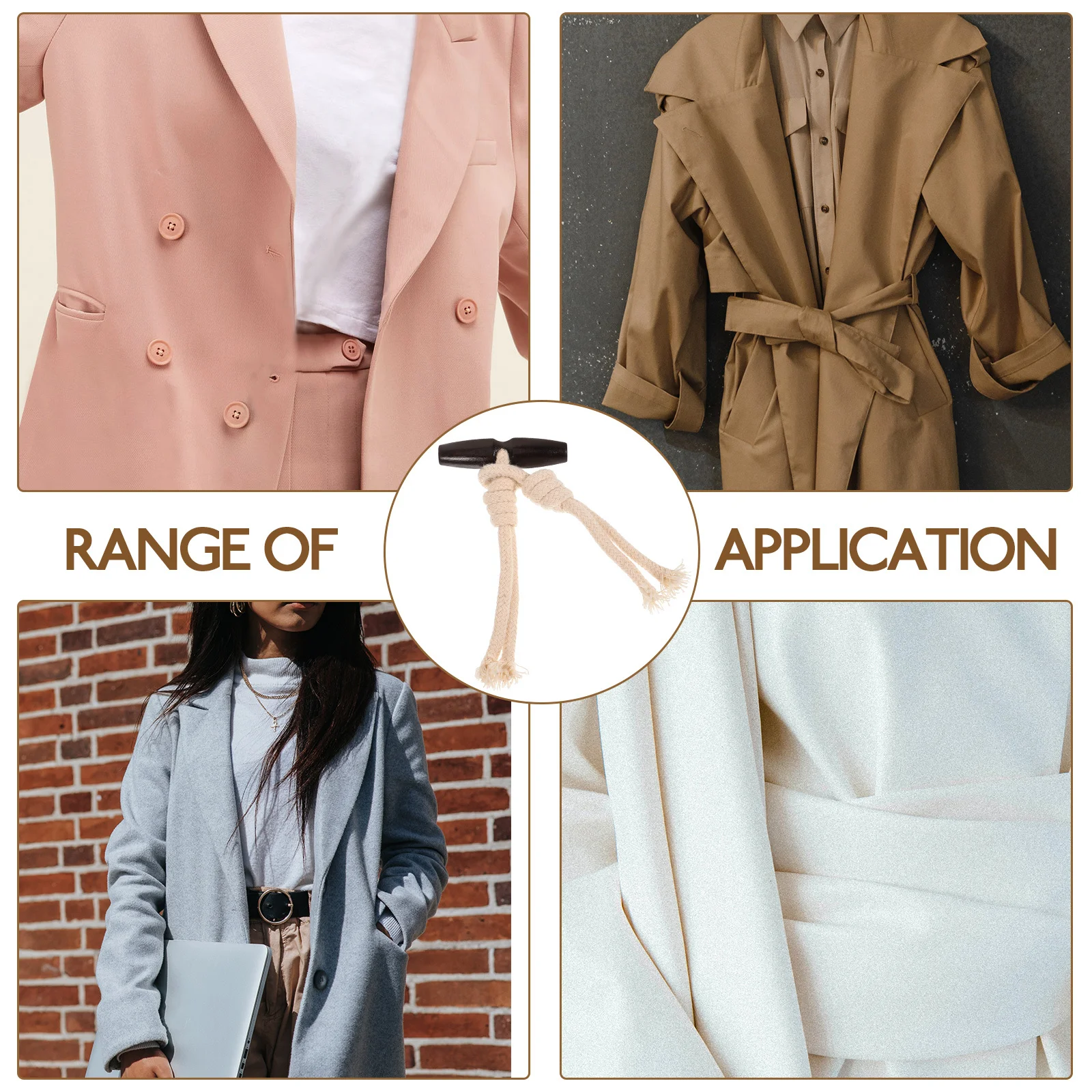 

10 Pairs Wooden Toggle Buttons Cotton Rope Resin Diy Clothing Fasteners For Coat Dress Shawl Sewing Craft Projects Decorative