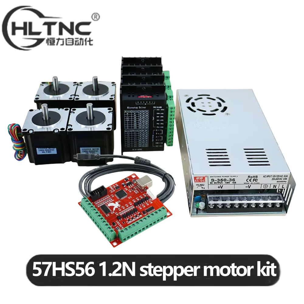 HLTNC 3 4 Axis Nema23 1.2N 56mm Stepper Motor Kit With Driver TB6600 And USB LPT DB25 Breakout Board For CNC Engraver Router