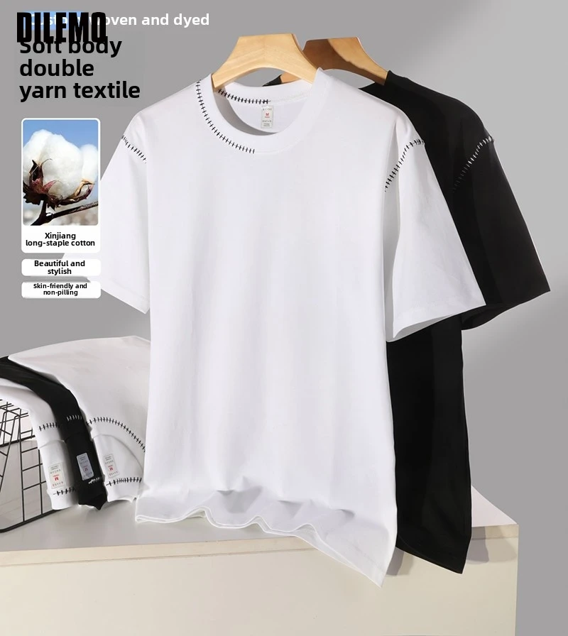 

Высший класс, 100% плотный длинноволокнистый хлопок, новые летние брендовые топы, мужские футболки 2025 года, классическая повседневная модная мужская одежда с короткими рукавами