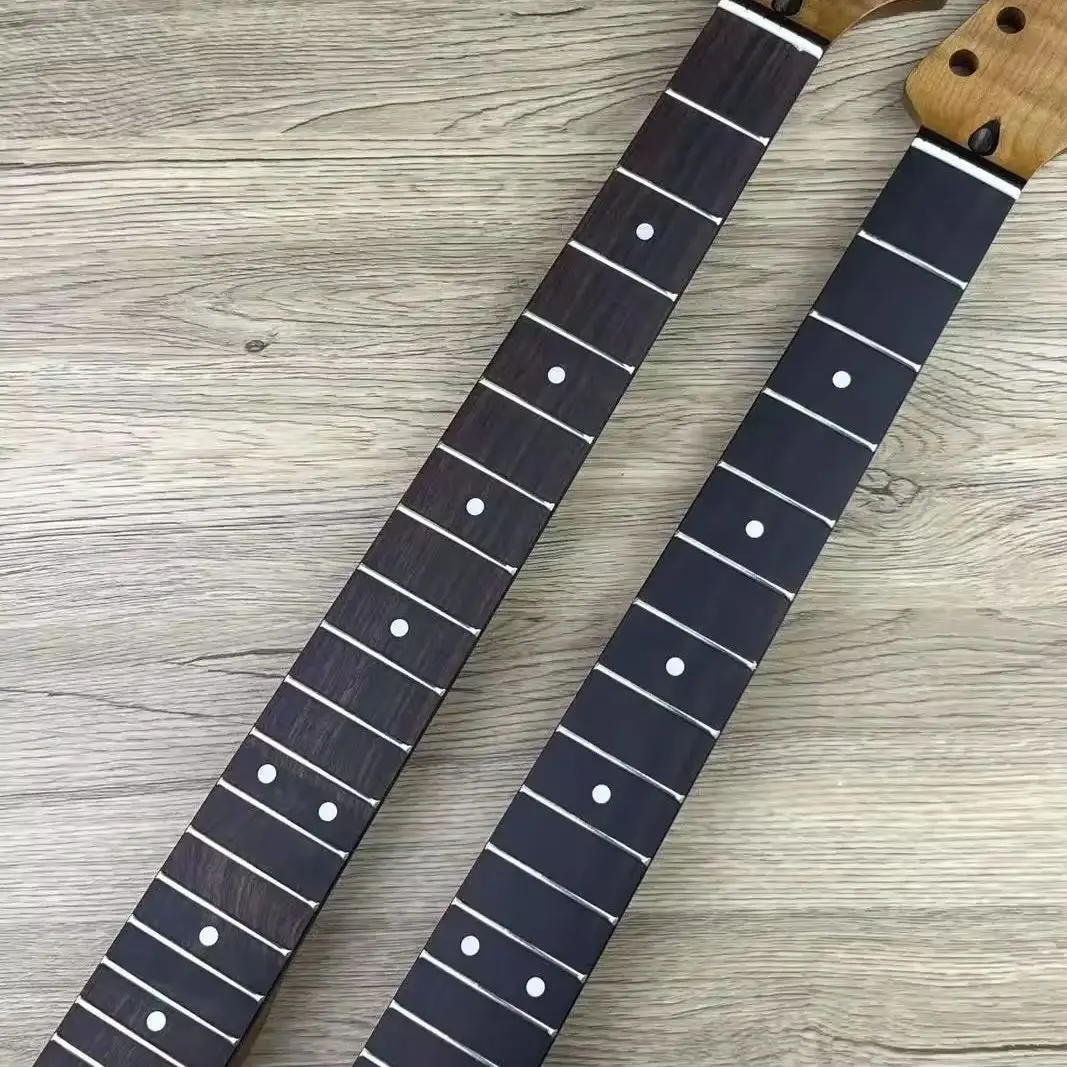 Flame Pattern Guitar Neck ST Style Maple Guitar Neck with Redwood Fingerboard Strat Premium Electric Guitar Replacement