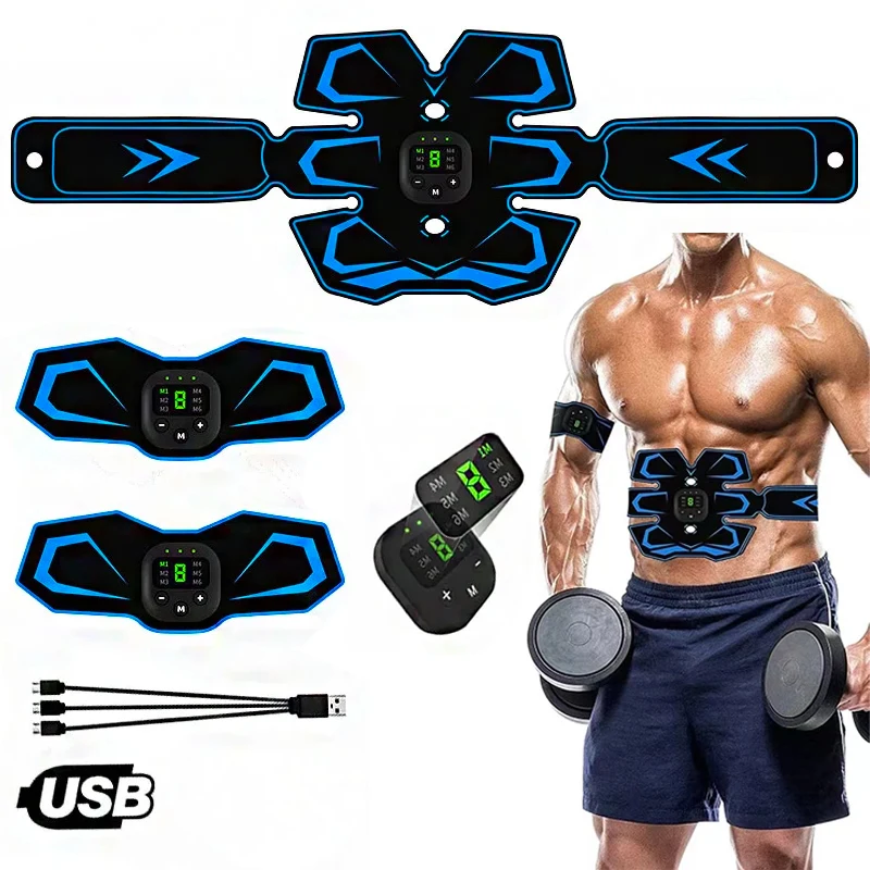 Electric Abdominal Muscle Stimulator EMS Trainer Belt Rechargeable Body Massage Muscle Training Stimulator Gear Fitness Massager