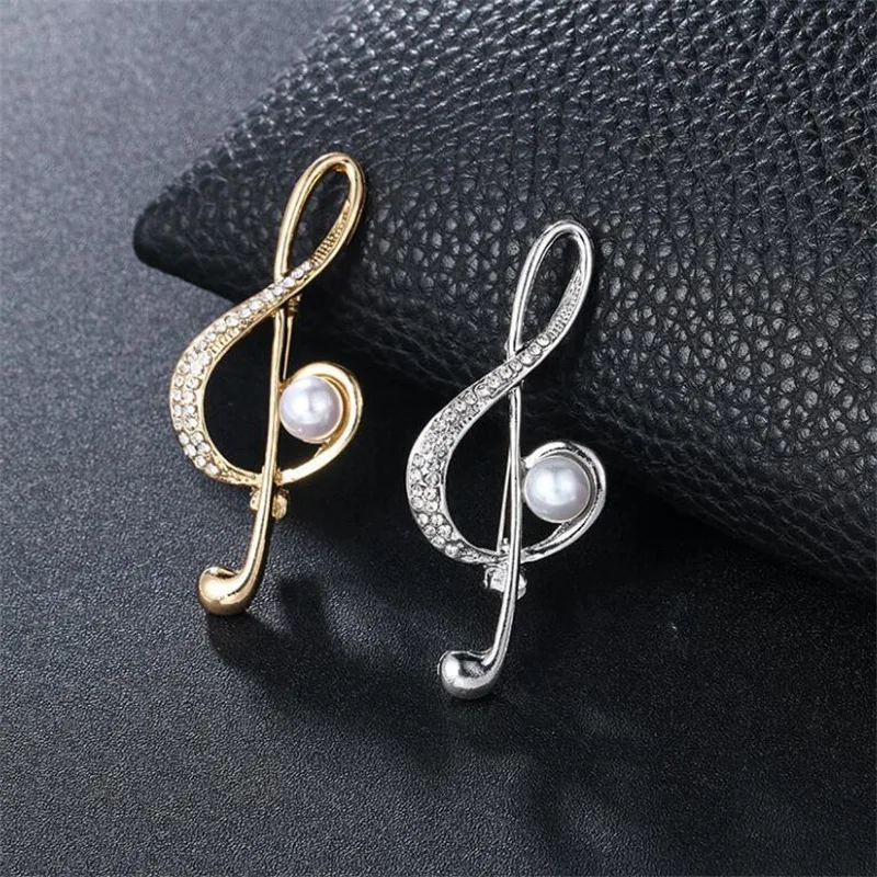 Broche de nota de música coreana, broche de moda de Color plateado, símbolo de nota, alfileres de Metal, traje, abrigo, ropa, mochila, Pin, accesorios, joyería femenina