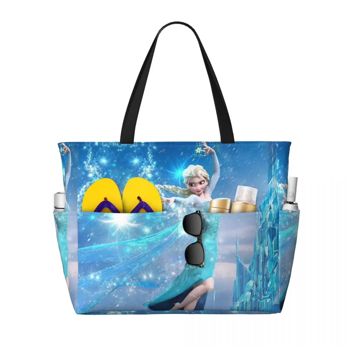 Custom Elsa Princess Frozen Travel Tote Bag Women Large Capacity Groceries Shoulder Shopper Bags