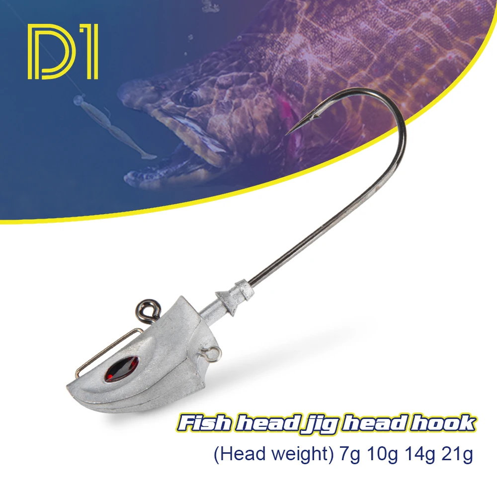 

D1 New Zinc Alloy Hook 7g 10g 14g 21g Head Jig Weight Strong and Sharp Fishing Tackle of Environmental Protection Materials