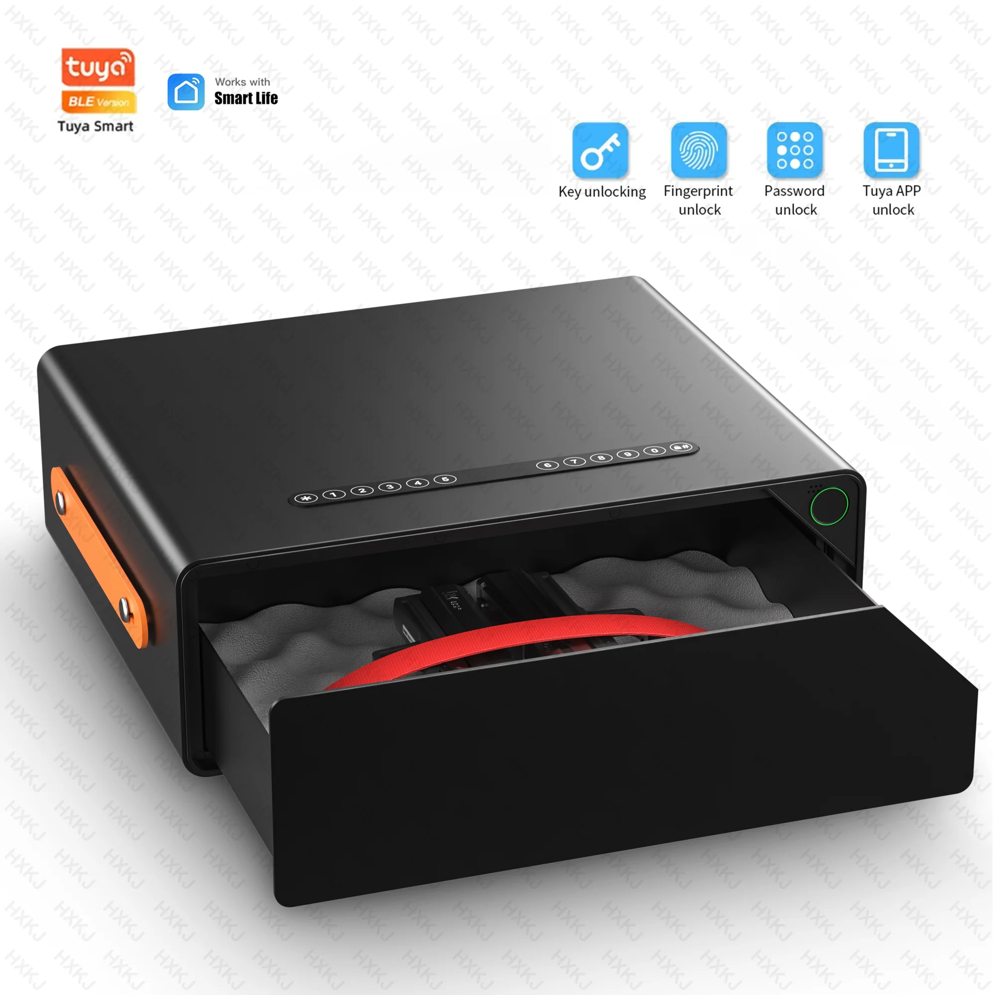 Anti-theft Tuya Gun Safe Box Hidden Hand Gun Safe ingerprint Biometric steel metal digital hand gun electronic safe box
