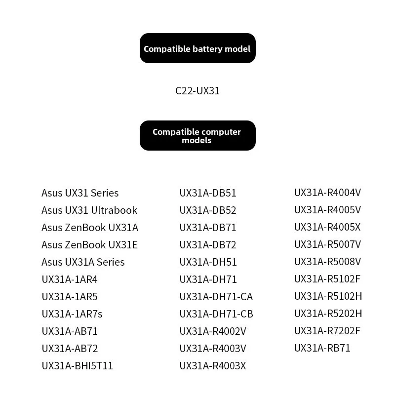 7.4V 6840mAh C22-UX31 Laptop Battery for ASUS Zenbook UX31A UX31 UX31E UX31E-DH72 C22-UX31 C23-UX31 4 Cells