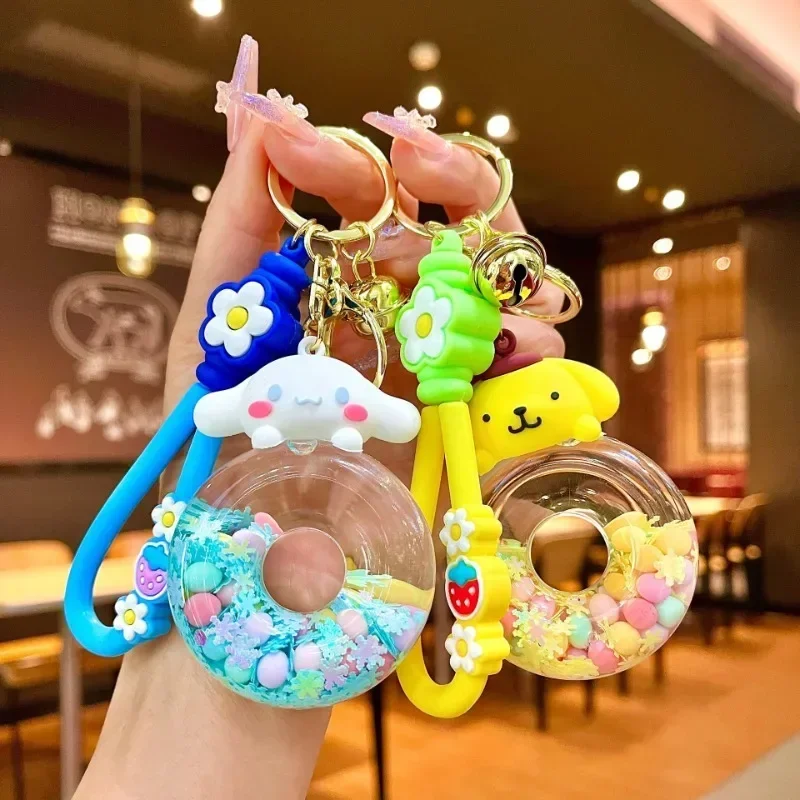 

Sanio Kuromi My Melody Cute Cartoon Doughnut Luminous Keychain Couple Student Backpack Car Key Decoration Children's Party Gift