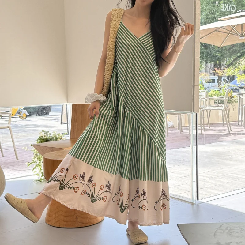 

Women's Pajama Dress Pants Summer Thin Wearable Home Wear Cotton Silk Vacation Style Sweet Beach Dress