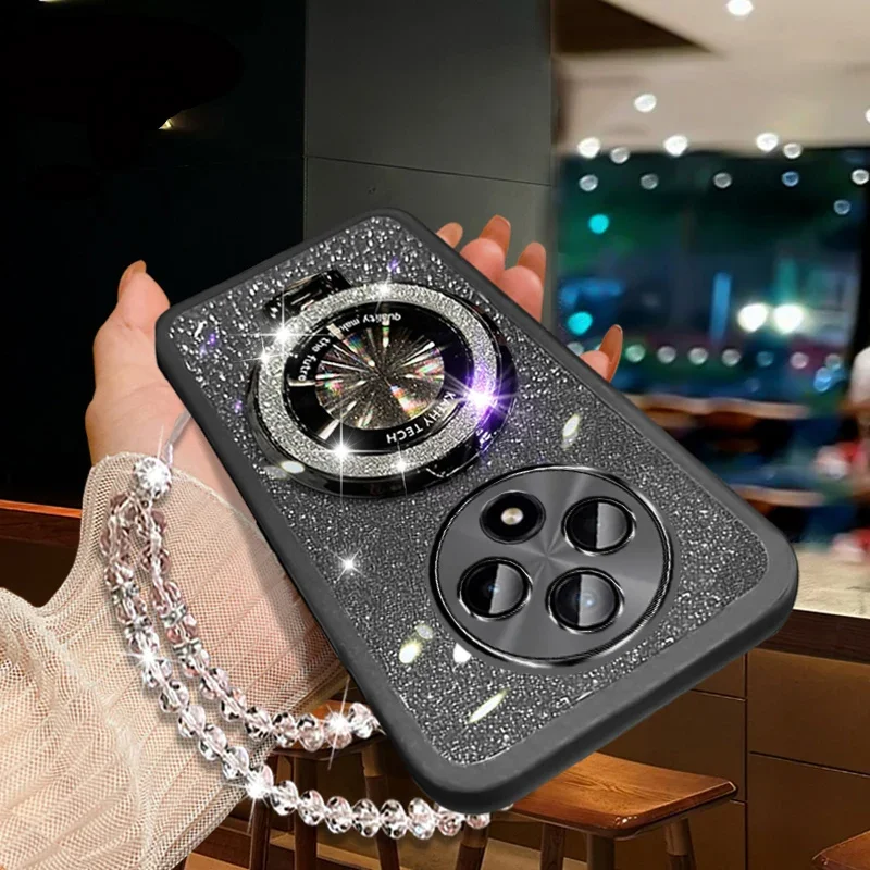 بريق كريستال سوار حامل هاتف مغناطيسي الحال بالنسبة Xiaomi Redmi 15 15C 14C 13C 13X نوت 14 برو 4G 5G POCO C85 قوس غطاء #4