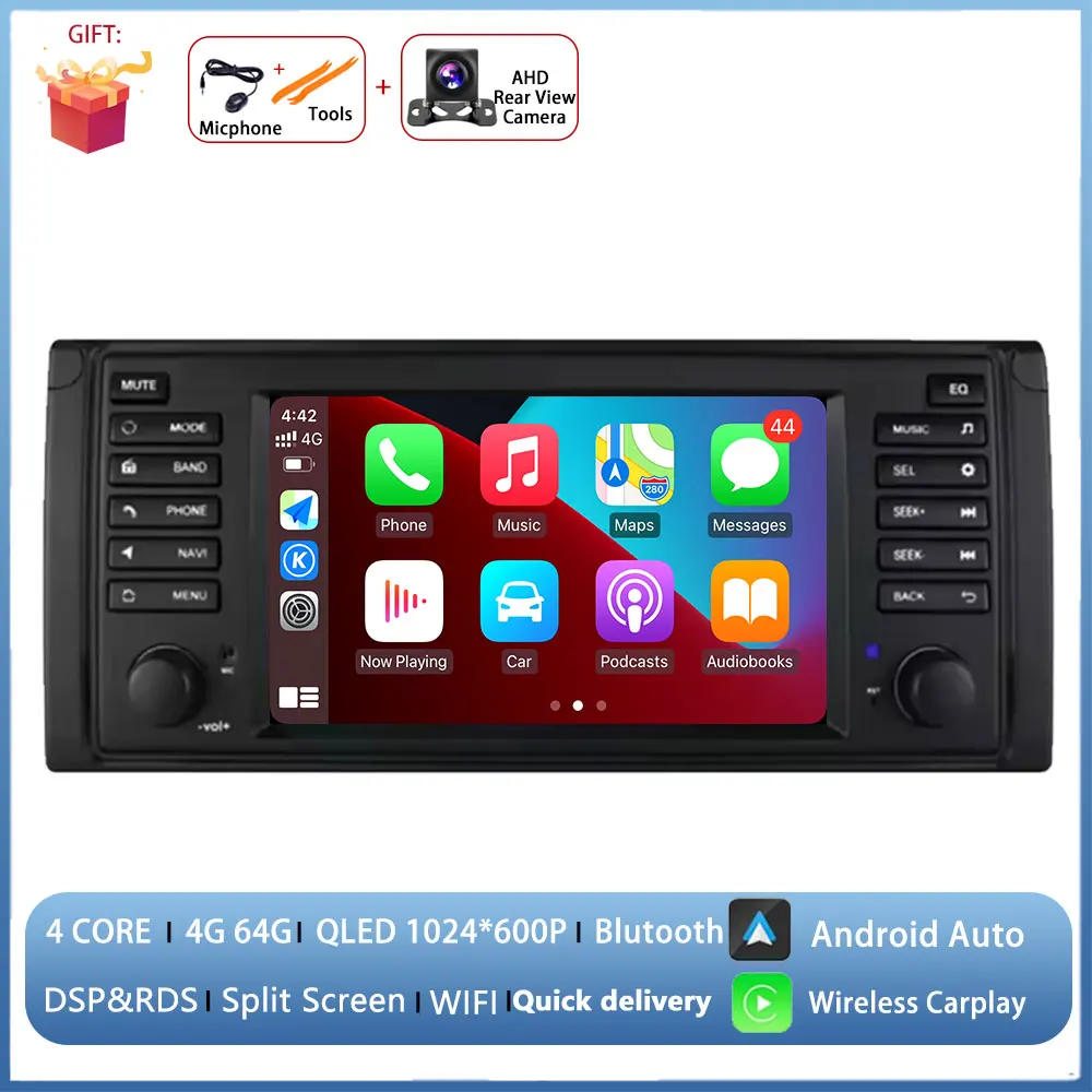 7 inch Android autoradio voor BMW 5 serie E39 1996 1997 1998-2003 multimediaspeler GPS navigatie head unit CarPlay DSP