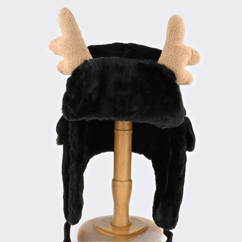 

Deer Antler Thickened Warm Cold-Proof Lei Feng Hat, Northeast Outdoor Windproof Hat for Men and Women, Winter Season