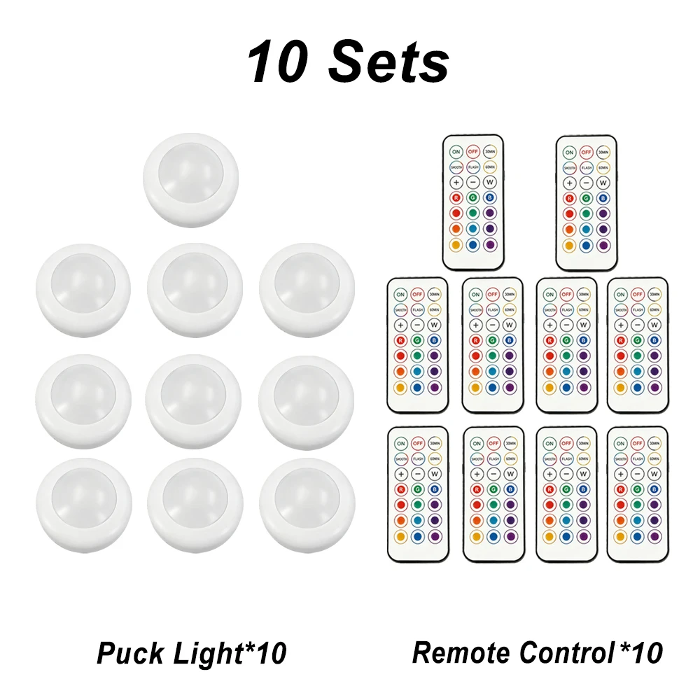 Für Bambu Lab Puck Lights Fernbedienung RGBW Bambu Lab KC007 3D-Drucker Kabelloses 16-Farben Rundes LED-Lampen-Set Timer Dimmbares LED-Kit