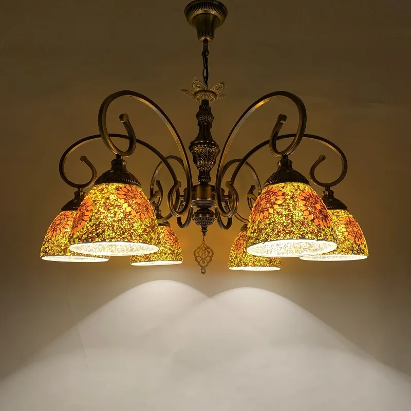 

New Mediterranean Vintage Living Room Bedroom Specialty Dining Room Cafe Hotel Homestay Turkey Handmade Glass Chandelier