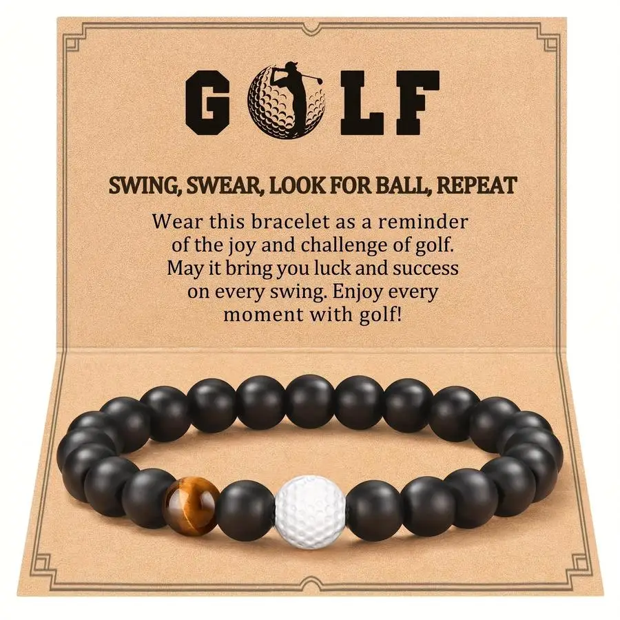 1/5/10/20/50/100pcs Golf Bracelet Tigereye Matte Onyx Protection Good Luck Bracelet Golf Lovers Gift for Family Friends Birthday